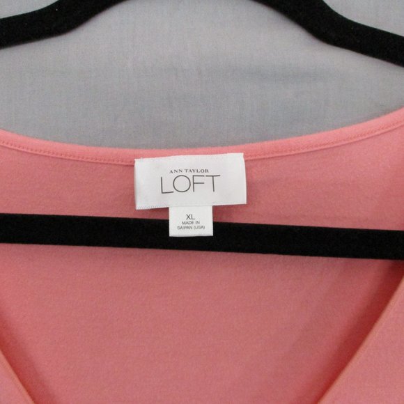 Loft V-Neck Long Sleeve Top Pink Women Size | XL - Picture 2 of 6
